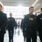 FBI agents in tactical gear walking through a supermarket