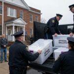 ELECTED Office ERASED — 68% Vote Overturned… Police officers loading official ballot boxes into a truck outside a municipal building