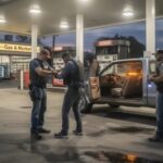 Hollywood Icon ARRESTED Over Bizarre Court No-Show… Police officers conducting an operation at a gas station at night