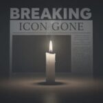Last Original Member GONE — Era ENDED! A lit candle in front of a newspaper with the headline 'BREAKING ICON GONE'