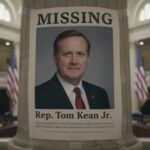 GOP Colleagues BAFFLED — Cannot Locate Missing Representative…. Missing person poster of Rep. Tom Kean Jr. displayed in a government building