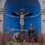 PREACHER MURDERED After Conversion Outreach—Killers Vanish… Sculptural depiction of the crucifixion with figures of Mary and John