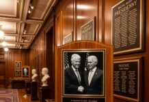 Did Epstein WIN The $85 Million Oklahoma Powerball?! An exhibit featuring a photo of Bill Clinton and Jeffrey Epstein in a wooden-paneled room