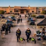 Headless Deer HORROR: Texas Poaching Nightmare Found… FBI agents conducting an operation at a desert location with vehicles and tents