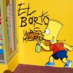 Simpsons Writer’s SHOCK 2028 Bid Raises Eyebrows…. Graffiti of Bart Simpson writing El Barto was here on a yellow wall