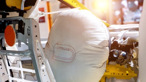Close-up of an airbag system inside a car