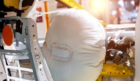 Close-up of an airbag system inside a car